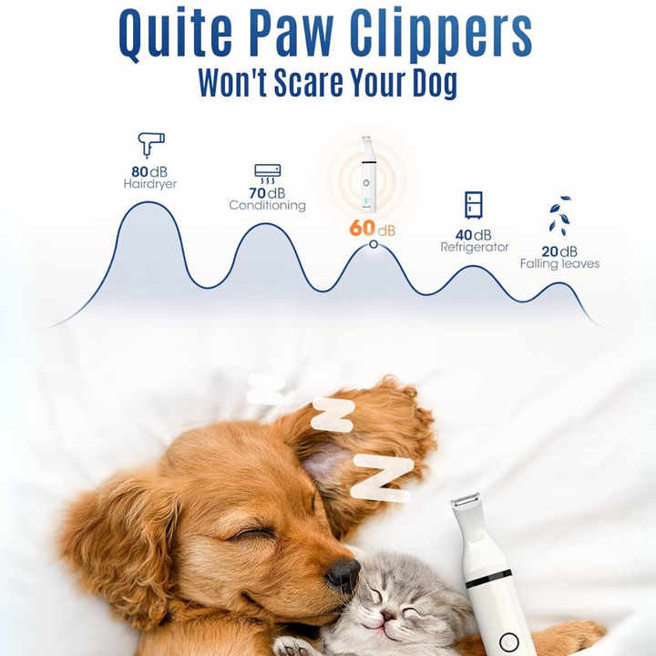 Quiet cordless pet grooming tool, perfect for sensitive dogs and cats, ensuring a calm grooming experience.