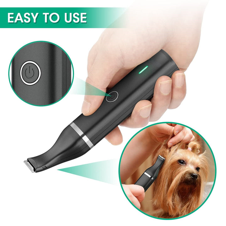 Silent cat trimmer & dog clipper; professional cordless grooming tool for anxiety-free pet styling.