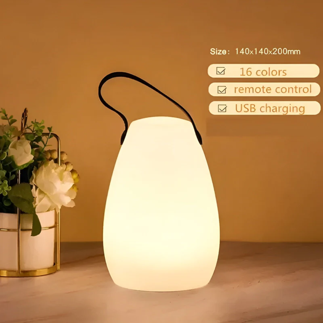 Versatile portable LED lamp, RadianceFlex, providing ambient light for parties.