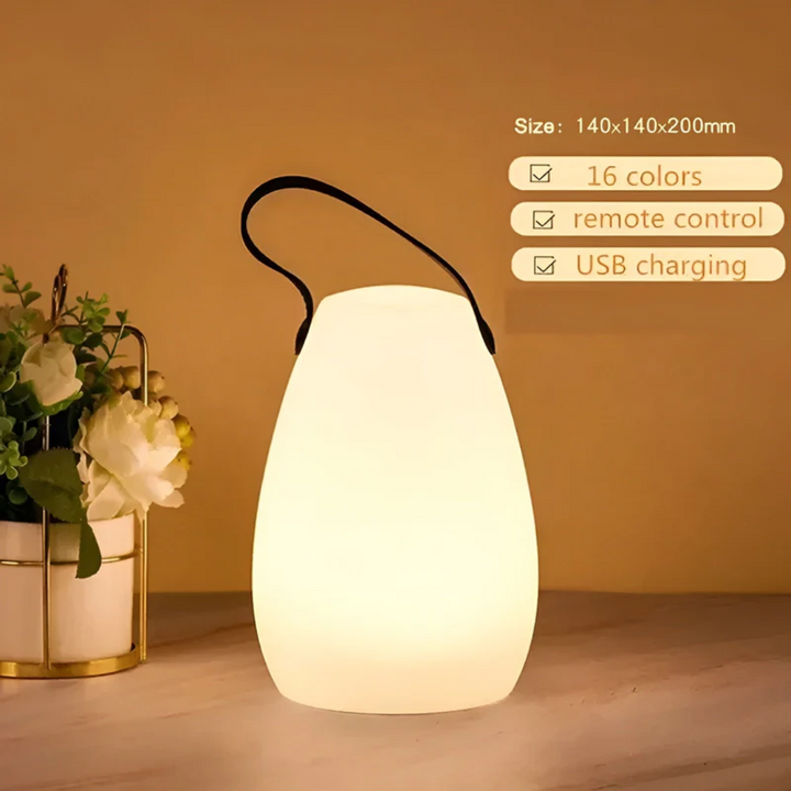 Versatile portable LED lamp, RadianceFlex, providing ambient light for parties.