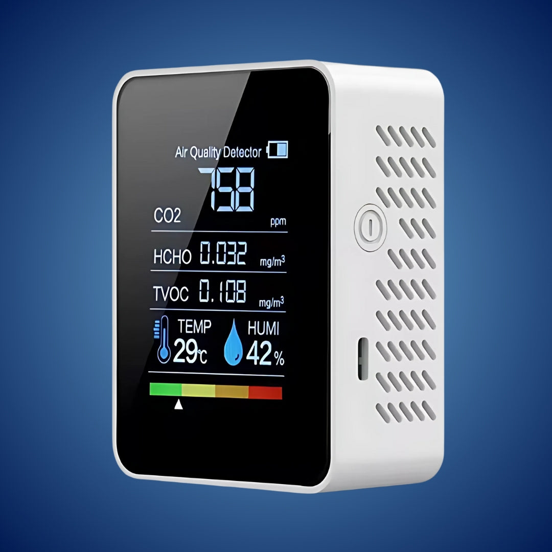 Real-time CO2 Carbon Dioxide Monitor for indoor air quality; essential for home and office safety.