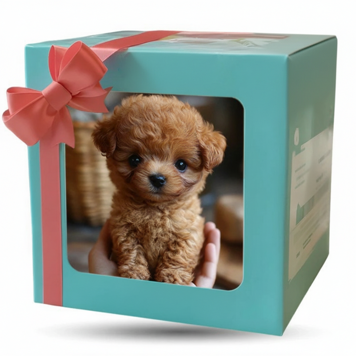 Child interacting with a realistic moving plush puppy, an interactive companion & comfort toy.