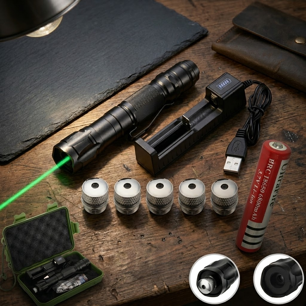 Bright green laser pointer, perfect for stargazing, pointing constellations, or tactical use.