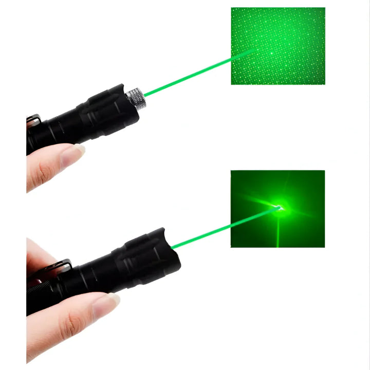 High-power green laser pointer with excellent range & precision, rechargeable for continuous use.