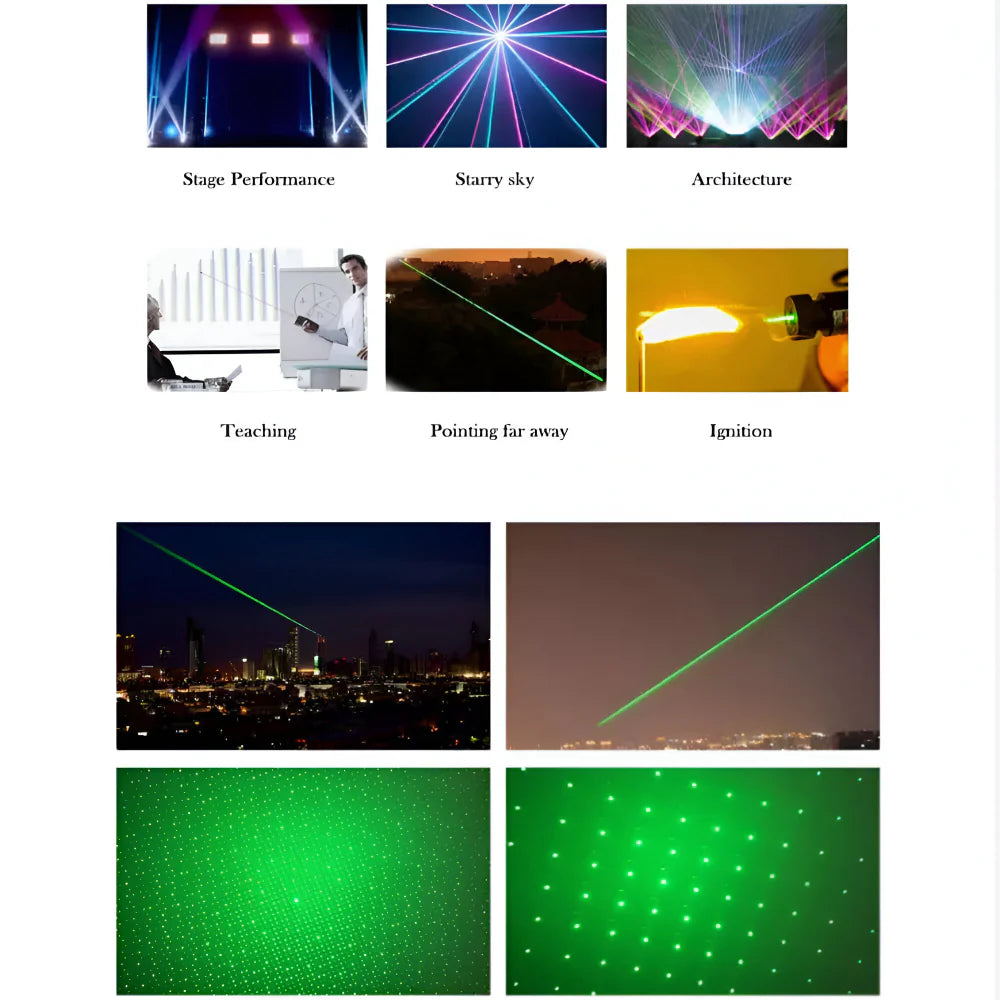 Versatile green laser pointer for presentations, outdoor navigation, and pointing objects at distance.