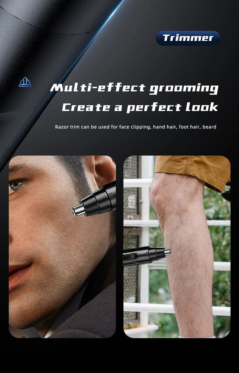 Travel-friendly rechargeable nose & ear trimmer. Painless grooming for men & women on-the-go. Essential personal care.