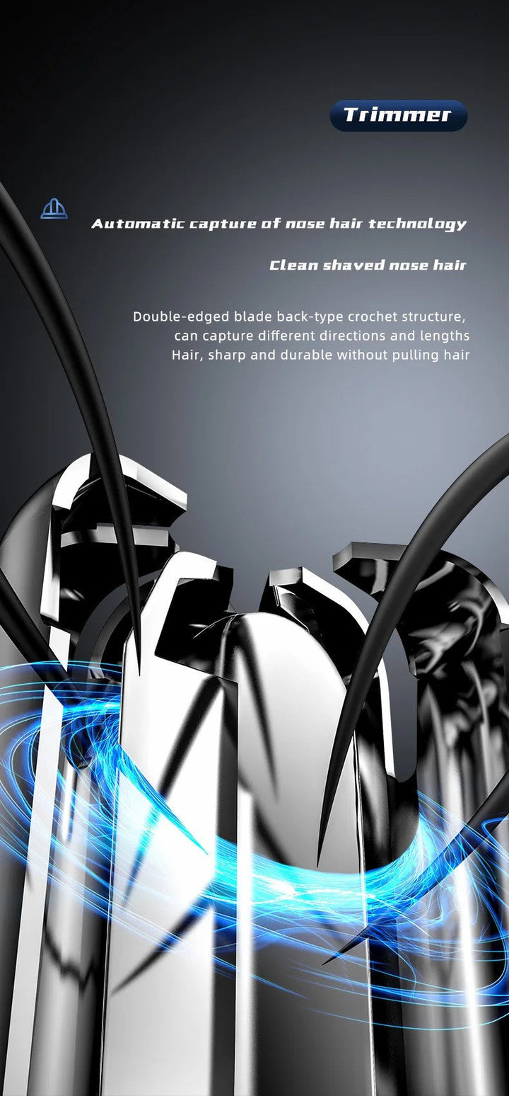 Unisex rechargeable nose & ear hair trimmer for effortless, painless hair removal & grooming. Personal care essential.