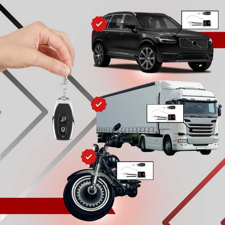 Vehicle anti-theft security device: 12V remote battery disconnect kill switch with power cutoff.