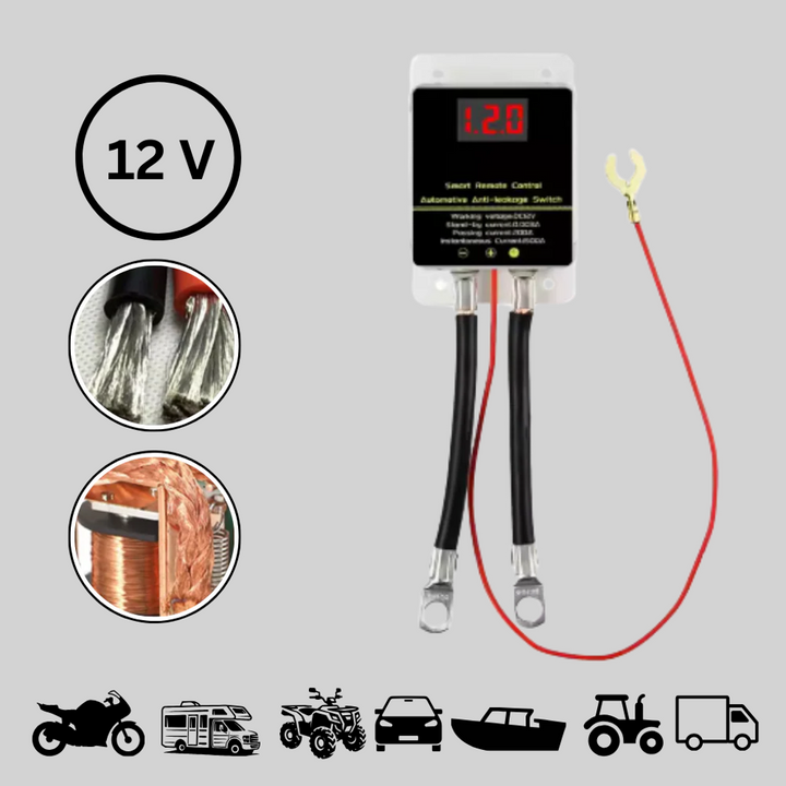 Secure your car with this remote battery disconnect kill switch. 12V anti-theft power cutoff device.