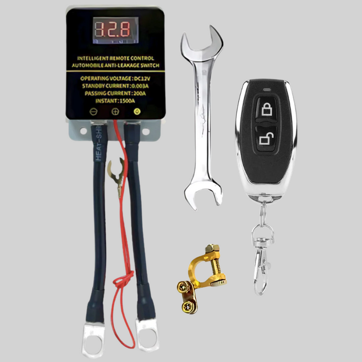 Easy-to-use remote battery disconnect kill switch provides 12V power cutoff for vehicle anti-theft.