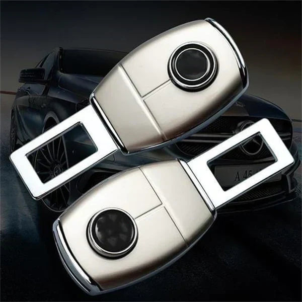 Rigid metal seat belt extender for high-end cars, UK legal, zinc alloy, precision-finish, enhances comfort and safety.