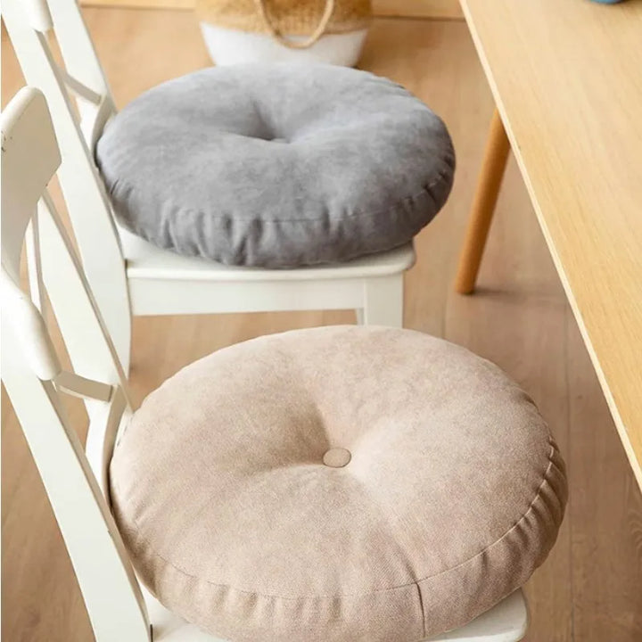 Comfortable round meditation cushion for floor seating. Ideal for yoga, relaxation & mindfulness at home.