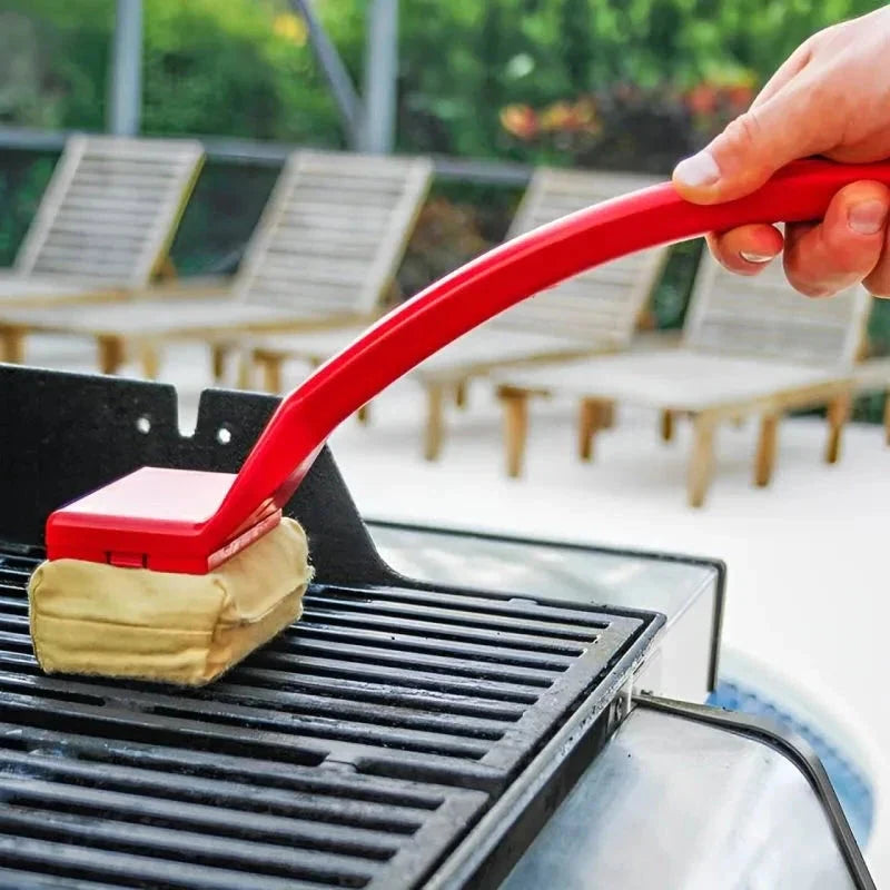 Safe, bristle-free steam grill cleaner brush for effective grill cleaning. BBQ tool for healthy outdoor cooking.