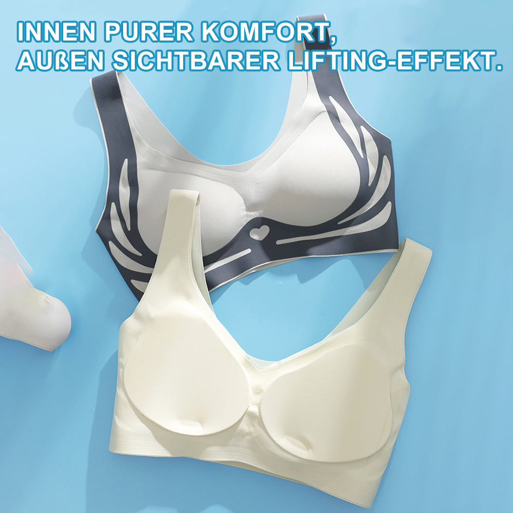 Women's wire-free lifting bra with ergonomic posture support & seamless, soft comfort.