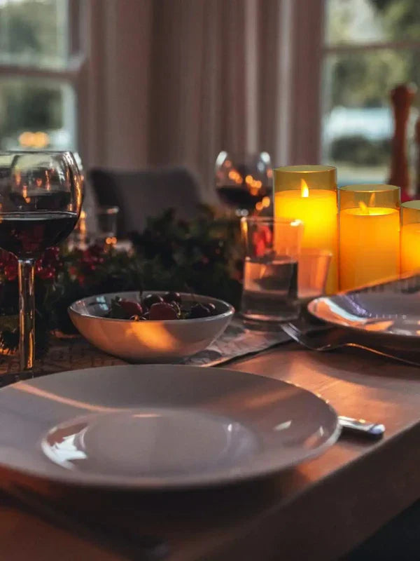 24 battery-operated flameless LED candles for elegant event lighting, wedding decor, and safe ambient glow.