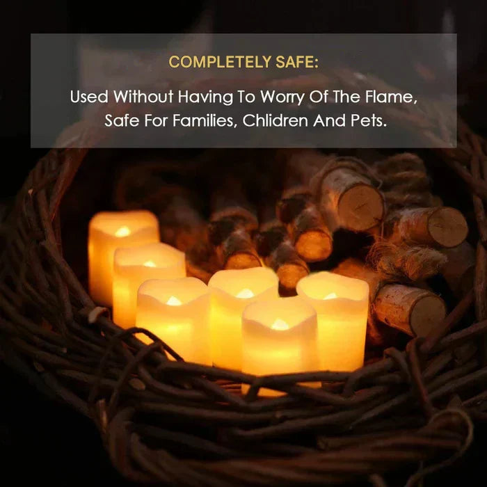 Realistic warm white glow from 24 flameless LED candles. Create a cozy, safe atmosphere for home or events.