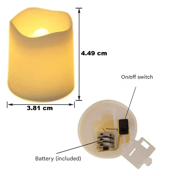 GlowFlicker 24-pack flameless LED candles. Warm white, battery-operated for safe, decorative home & event lighting.