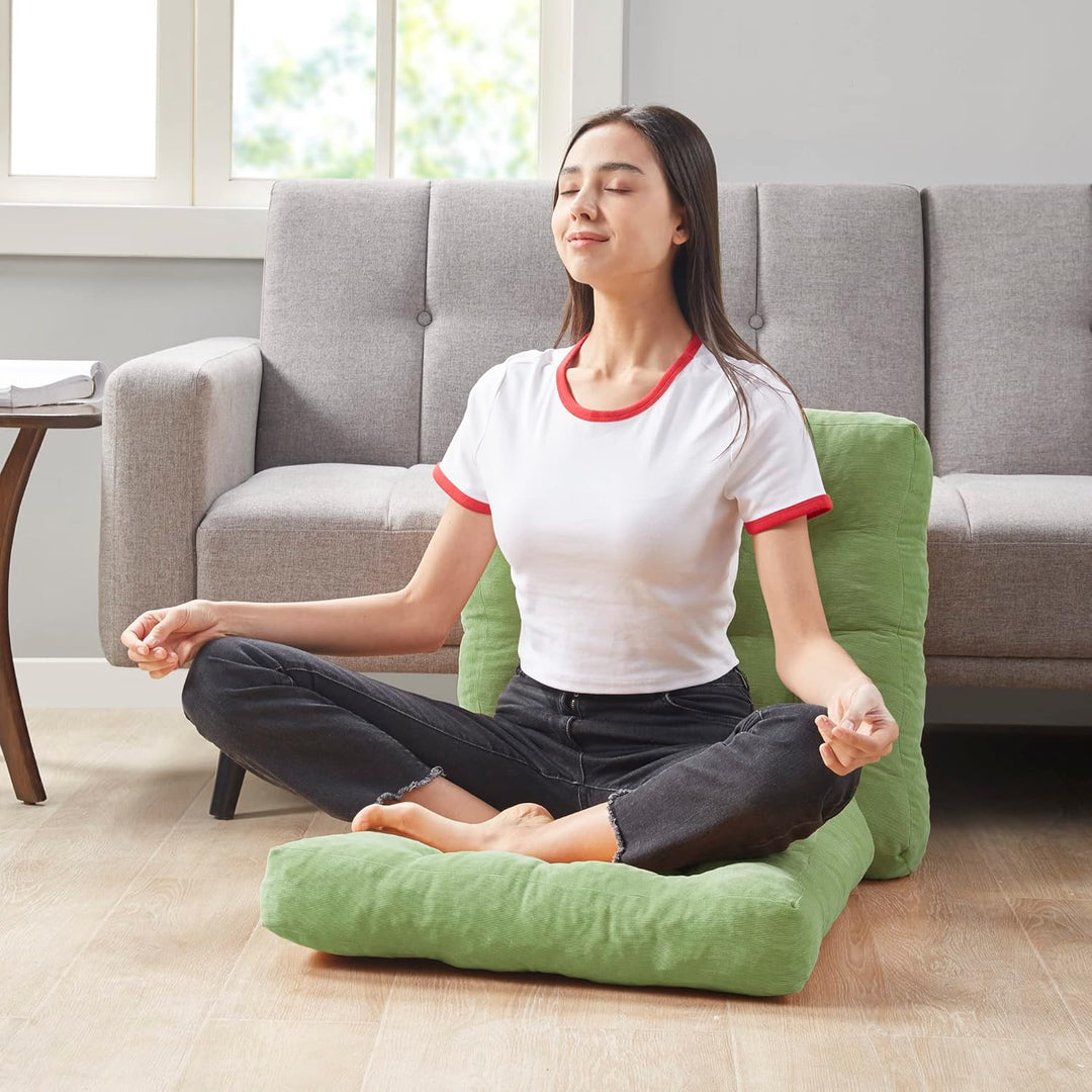 Comfortable tufted floor meditation cushions (set of 2) for yoga, relaxation & home decor.