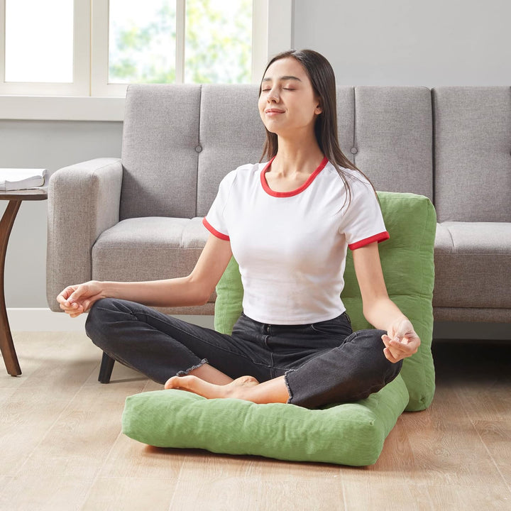 Comfortable tufted floor meditation cushions (set of 2) for yoga, relaxation & home decor.