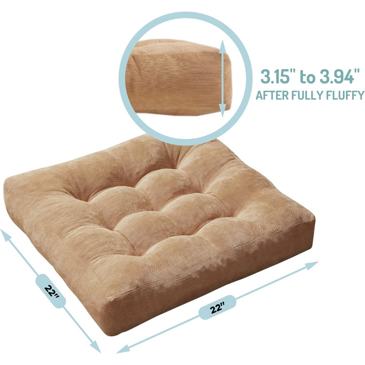 Versatile tufted corduroy meditation floor pillows, set of 2, for yoga & cozy home decor.