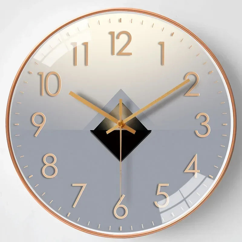 Elegant wood grain wall clock, rustic farmhouse style, a timeless silent home decor piece.