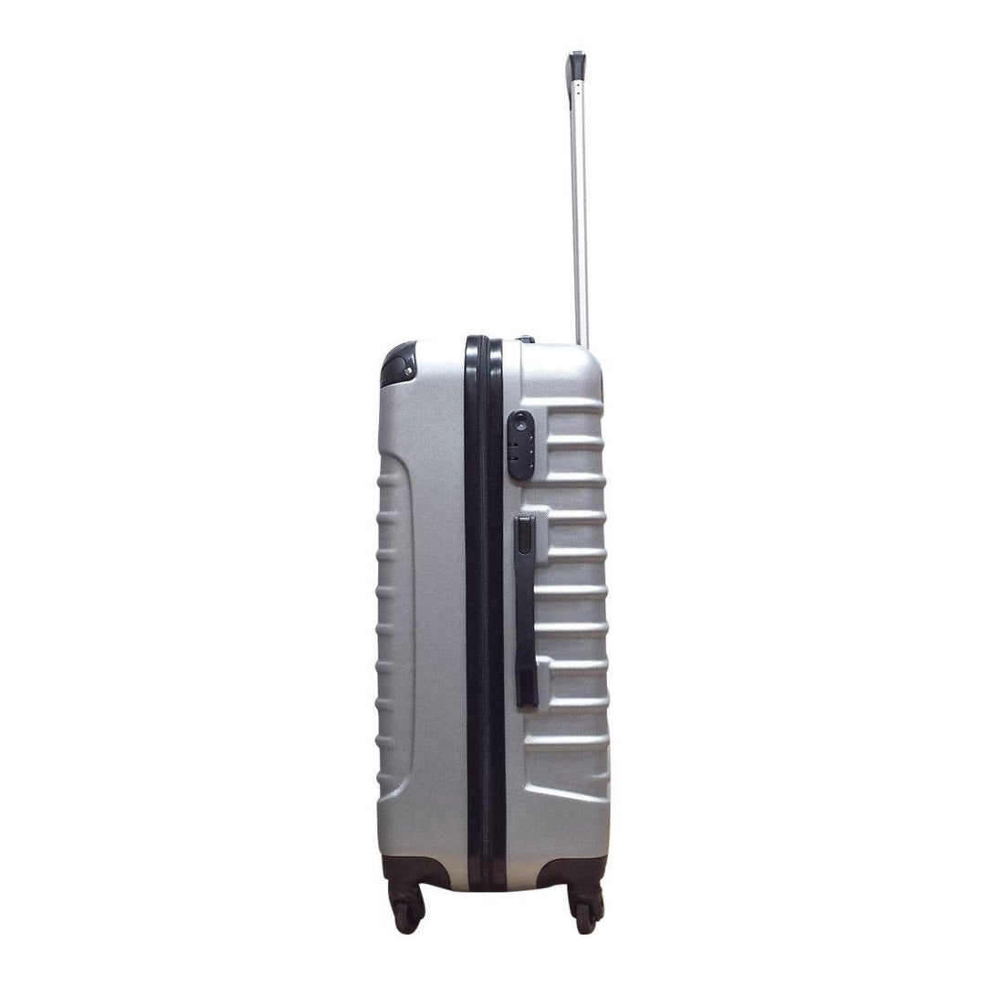 Durable silver hardshell 2-piece luggage set featuring spinner wheels; ideal for stress-free travel.