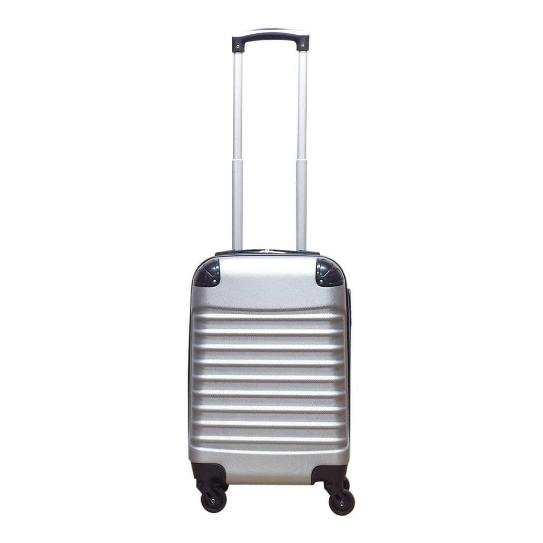 Silver 2-piece hardshell luggage set with spinner wheels, a versatile travel bag for carry-on & checked.