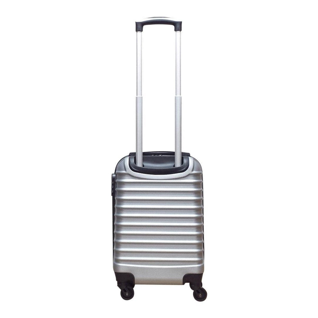 Sleek silver 2-piece hardshell luggage set for stylish and lightweight travel, featuring smooth spinner wheels.