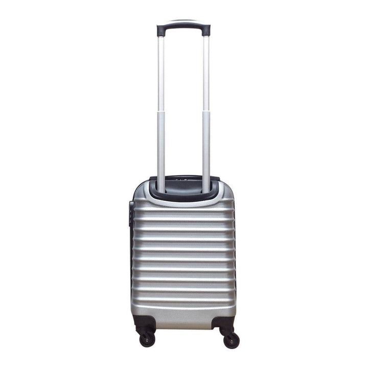 Sleek silver 2-piece hardshell luggage set for stylish and lightweight travel, featuring smooth spinner wheels.