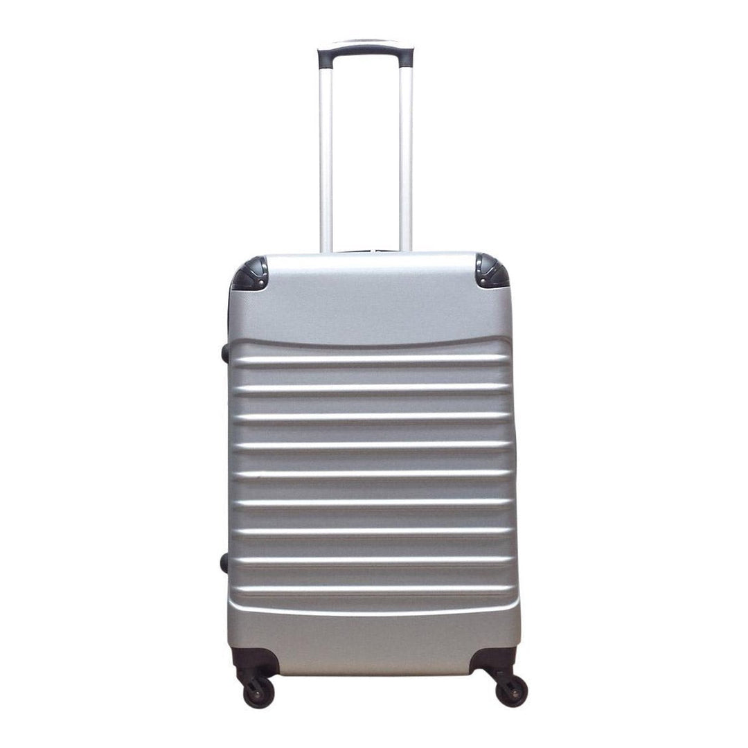 Must-have vacation essentials: Silver 2-piece hardshell luggage set with spinner wheels for easy travel.