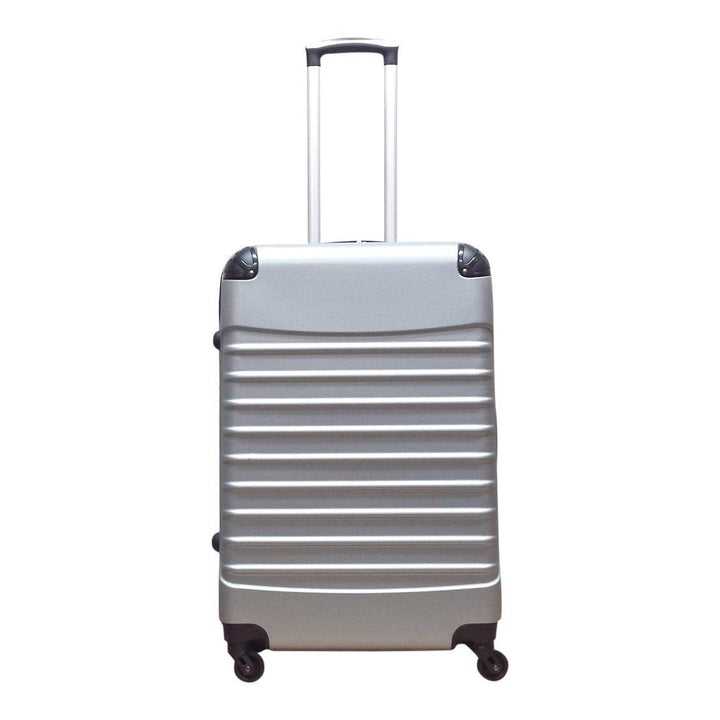 Must-have vacation essentials: Silver 2-piece hardshell luggage set with spinner wheels for easy travel.