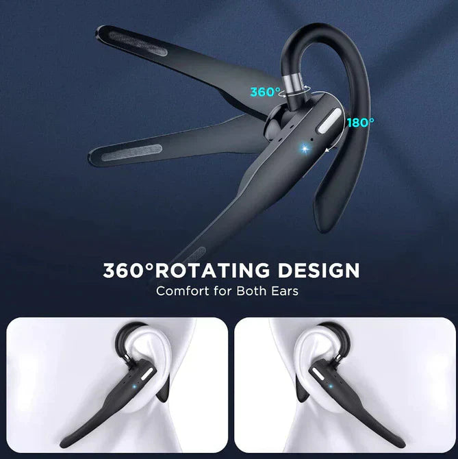 "Sleek black Bluetooth 5.1 noise-cancelling headset for men, featuring dual microphones for clear, hands-free calls."
