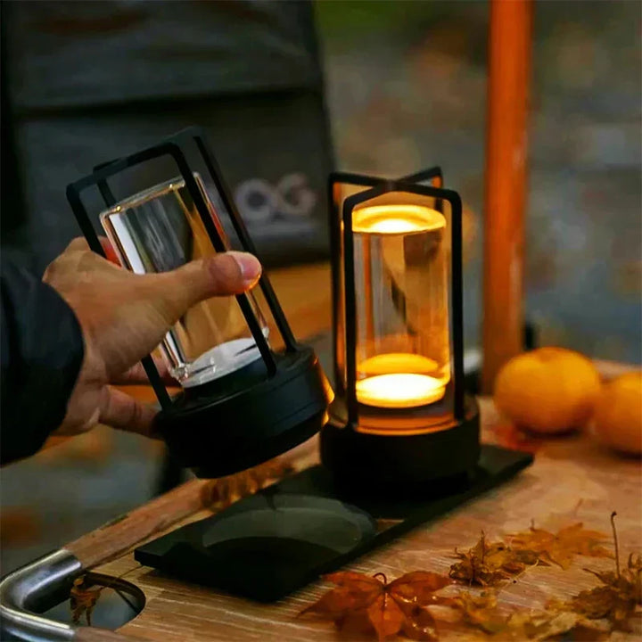 "Sleek cordless metal Nordic LED table lamp with touch dimming, minimalist design, ideal for modern home decor."