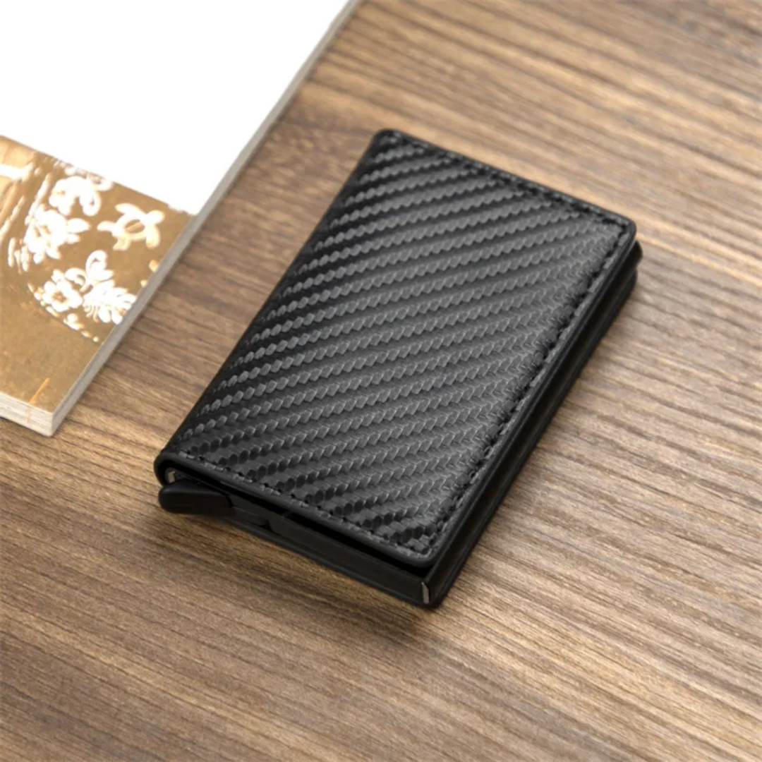Practical men's aluminum RFID wallet, ideal for multiple cards & bills.