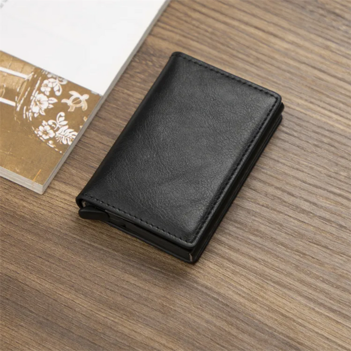 Contemporary men's aluminum RFID wallet, a smart choice for modern guys.