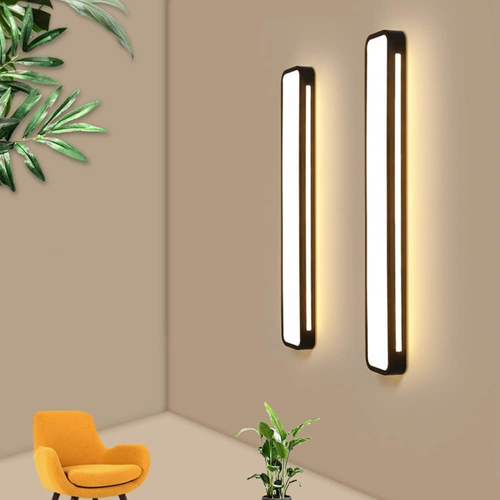 "Sleek minimalist linear LED ceiling light with iron and acrylic design, perfect for modern homes, available in three sizes."