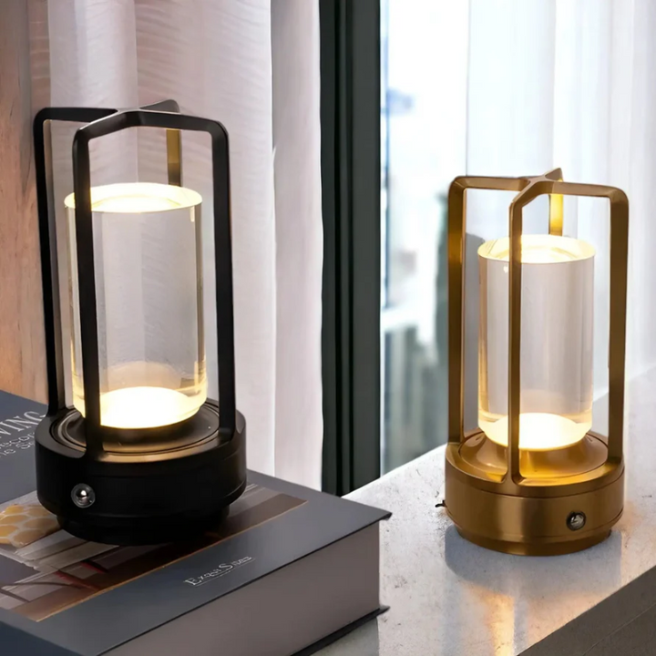 Sleek Scandinavian wireless LED table lamp with dimmable ambient light, perfect for modern home decor.