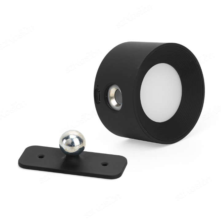 "Sleek wireless rechargeable wall light with magnetic mount and 360° rotation for modern home interiors."
