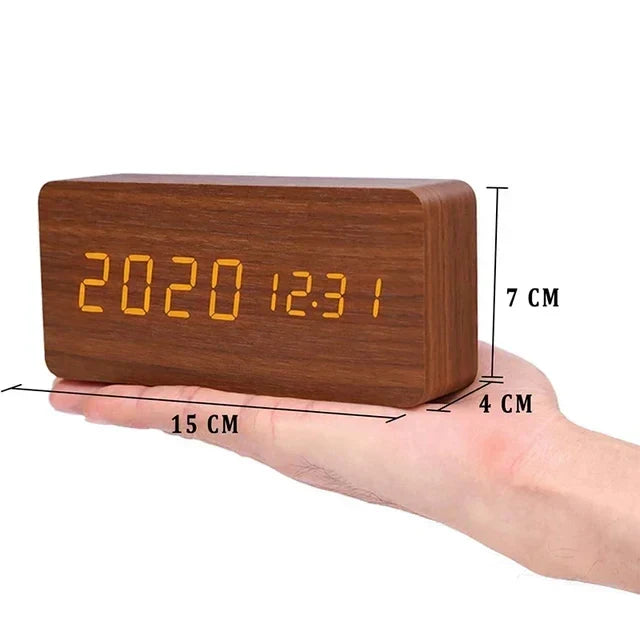 Contemporary smart LED alarm clock with voice control, an essential modern digital clock.