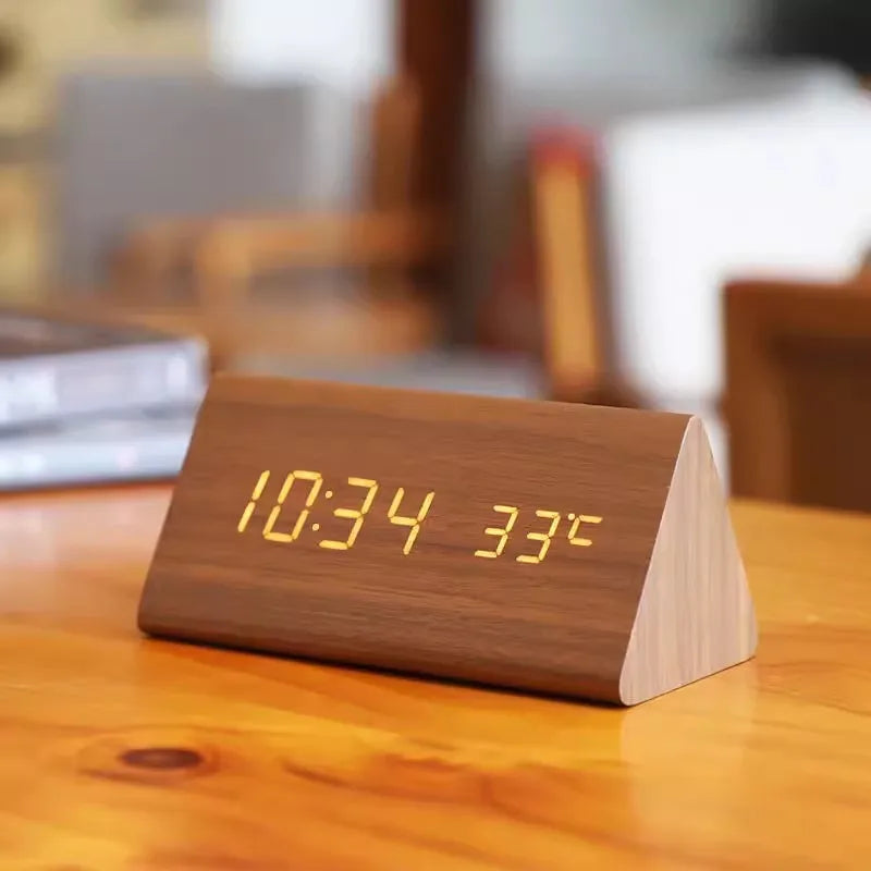Clear LED display smart alarm clock with voice control functionality for any modern bedroom.
