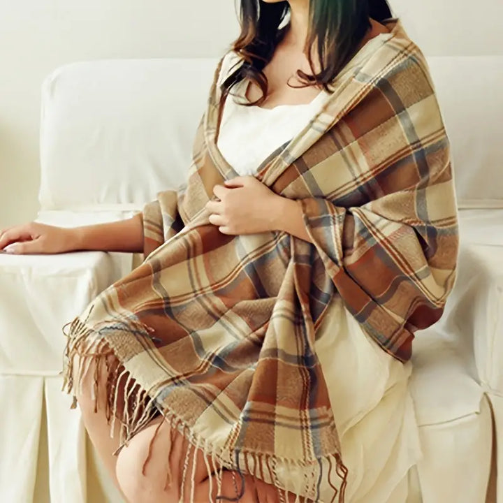 Warm cashmere fashion accessory for women, perfect for cold winter.