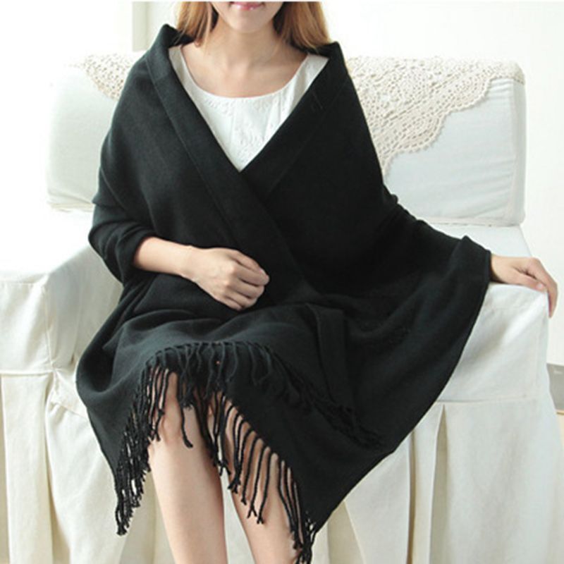 Women's stylish cashmere wrap, soft, luxurious winter scarf.