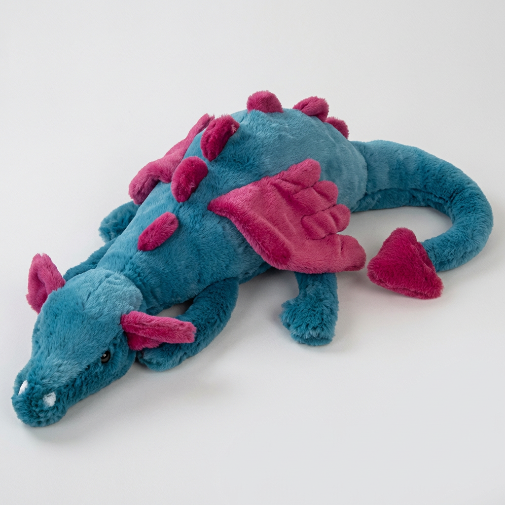Cuddly dragon plush stuffed animal, a soft fantasy toy perfect for kids' room decor and a thoughtful children's gift.