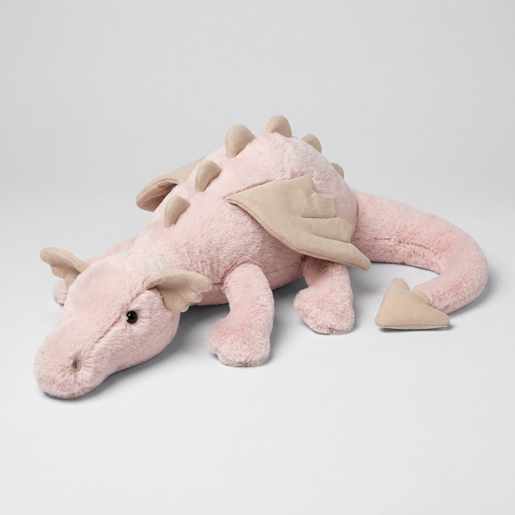 Fluffy green dragon plush, a super soft stuffed animal toy for kids, great for snuggles & fantasy adventures.