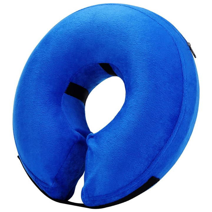 Adjustable inflatable pet collar for dogs, ensures comfort & wound protection during post-surgery recovery.