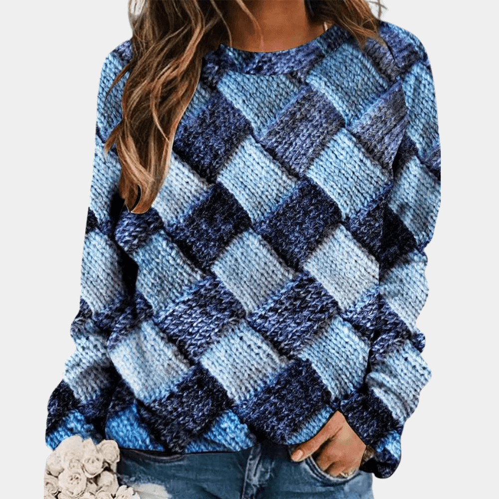 Versatile women's sustainable knit sweater. Long-sleeve for cozy, warm, casual comfort & eco-conscious style.