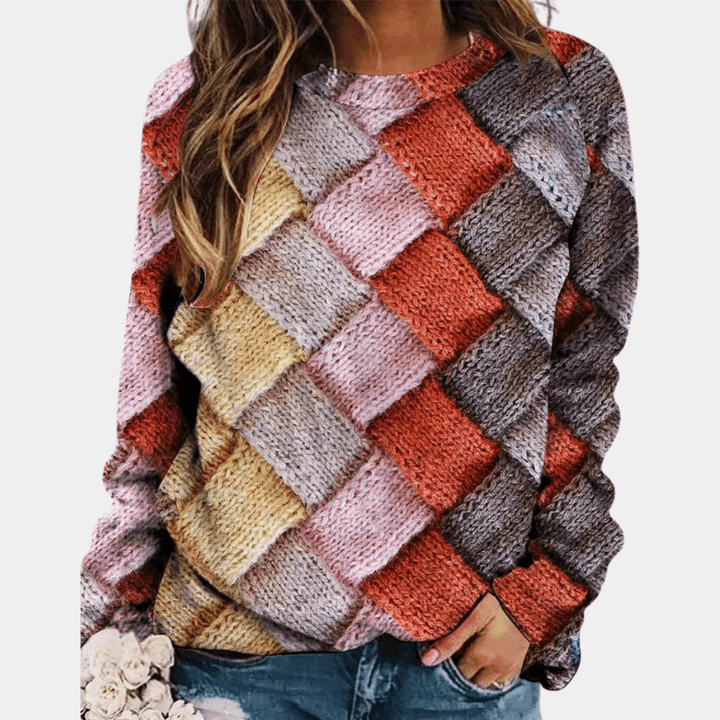 Sustainable long-sleeve women's knit sweater. Cozy, warm & soft for ultimate comfort. Eco-friendly casual wear.