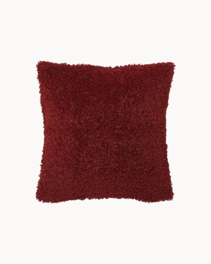 Fluffy teddy bear plush cushion cover, perfect for adding cozy softness to any living space.