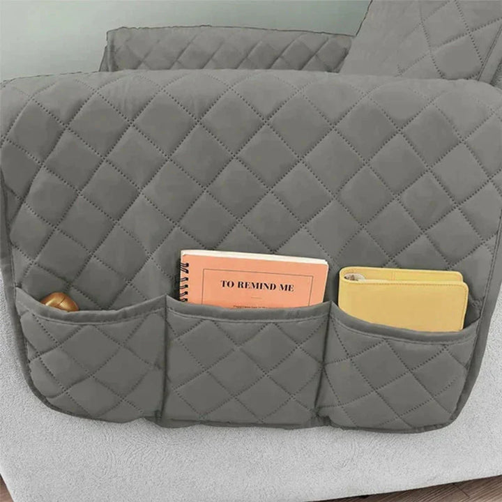 Stretch chair protector, pet hair friendly, keeps furniture pristine.