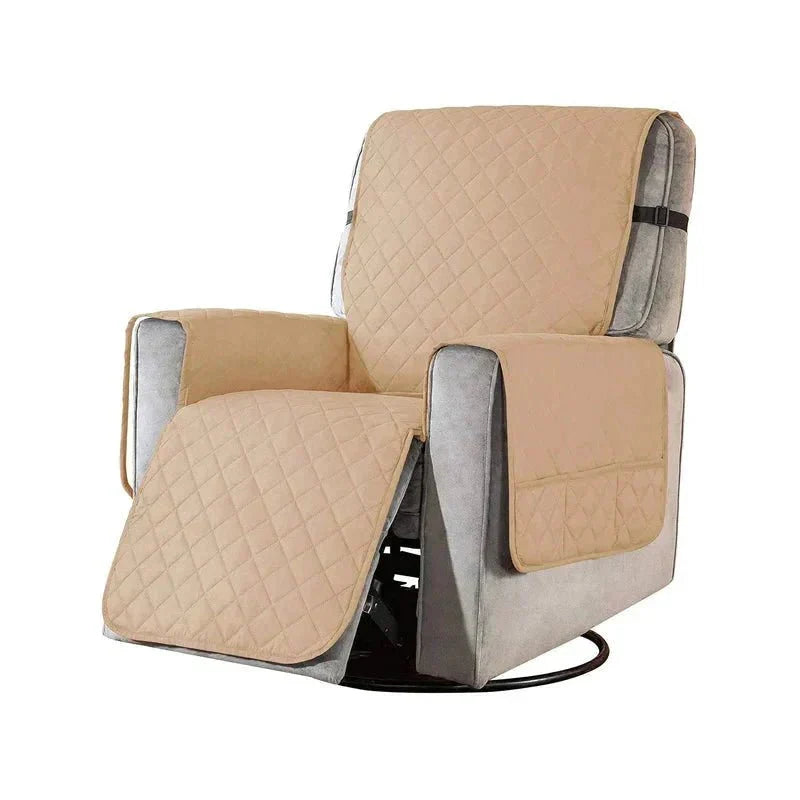 Plush home stretch armchair cover, soft fabric for living room comfort.